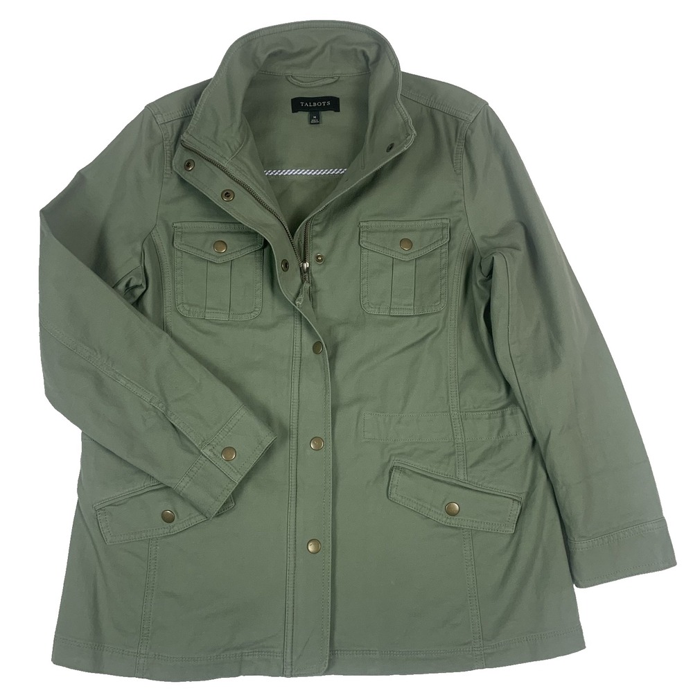 Talbots Utility Jacket Women’s Medium Olive Green Cinch Waist Safari Style